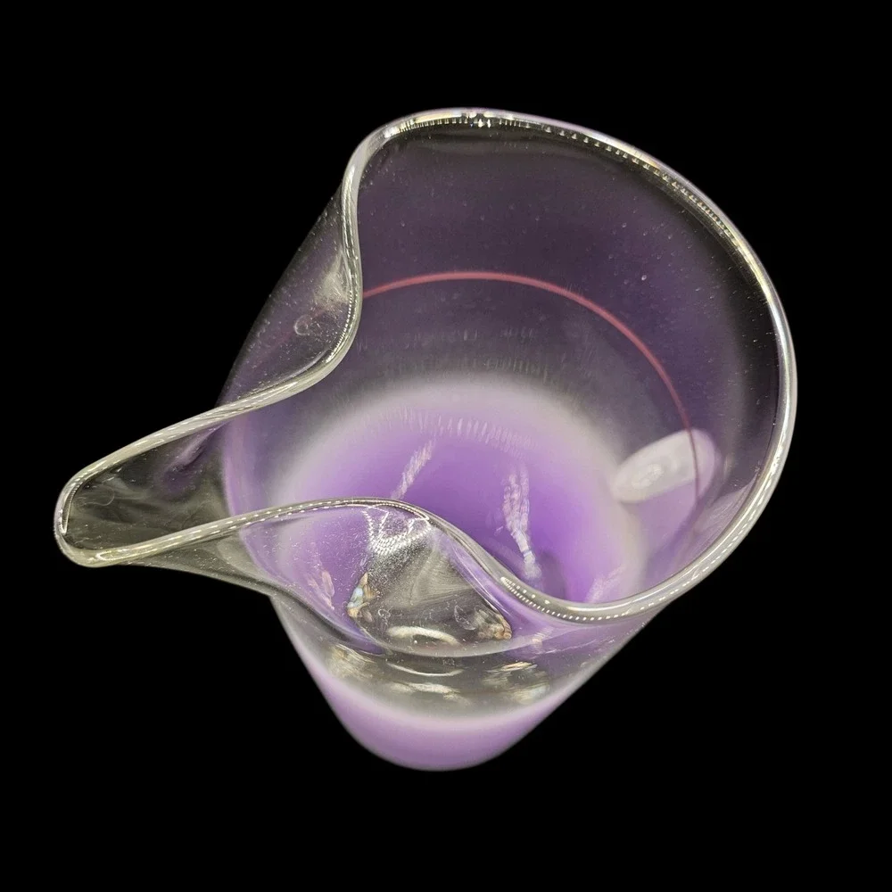 Vintage Blendo Frosted Ombre Purple‎ Pitcher & 6 Tumblers Gold Rim Barware Set